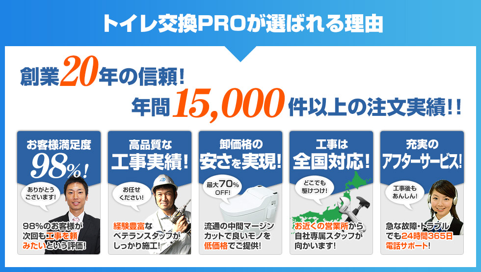 トイレ交換PROが選ばれる理由